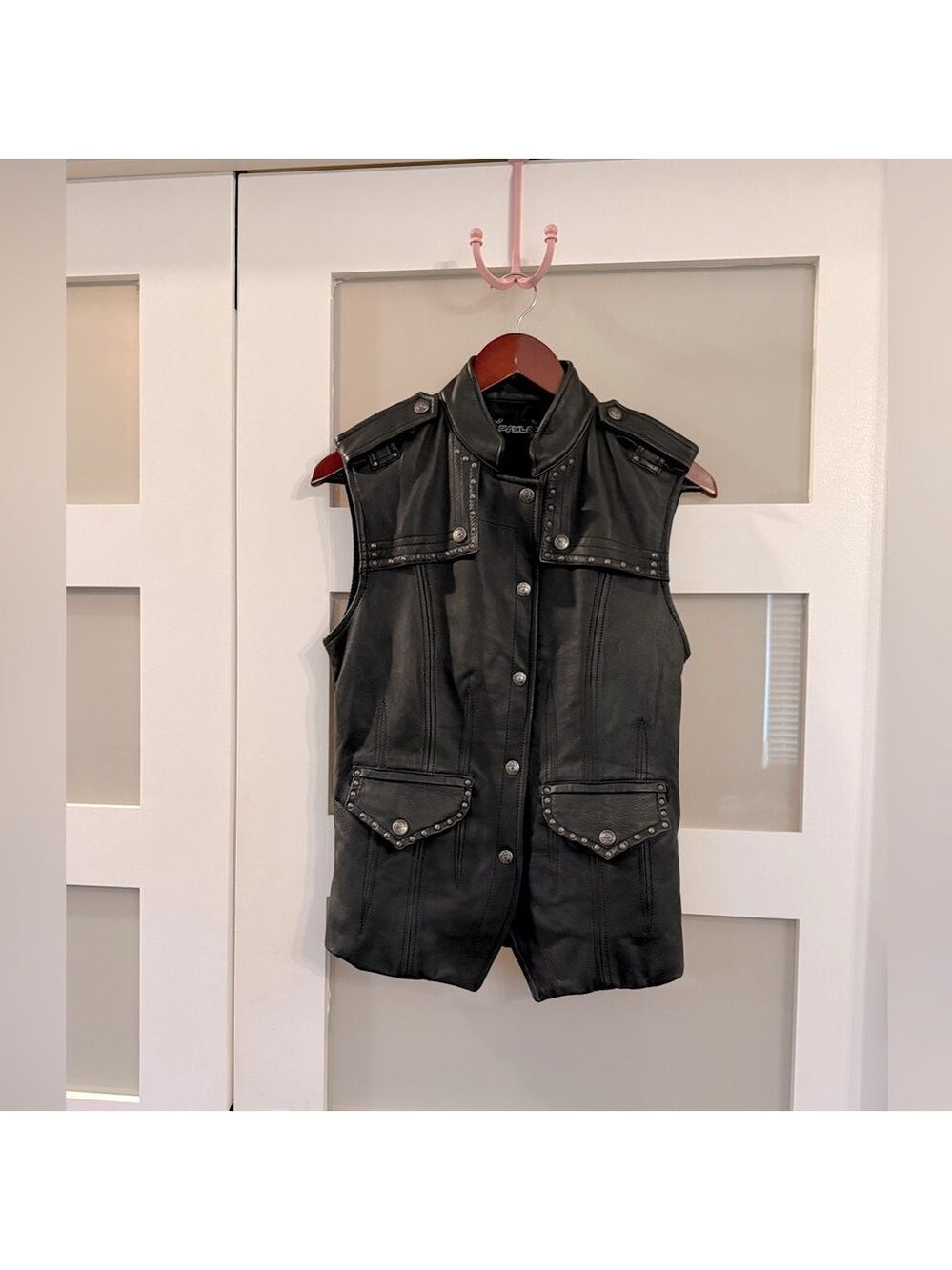 PSYLO studded leather vest. Size M